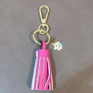 Tassel Purse Charm Keychain Clip Unicorn Gold Hot Pink New